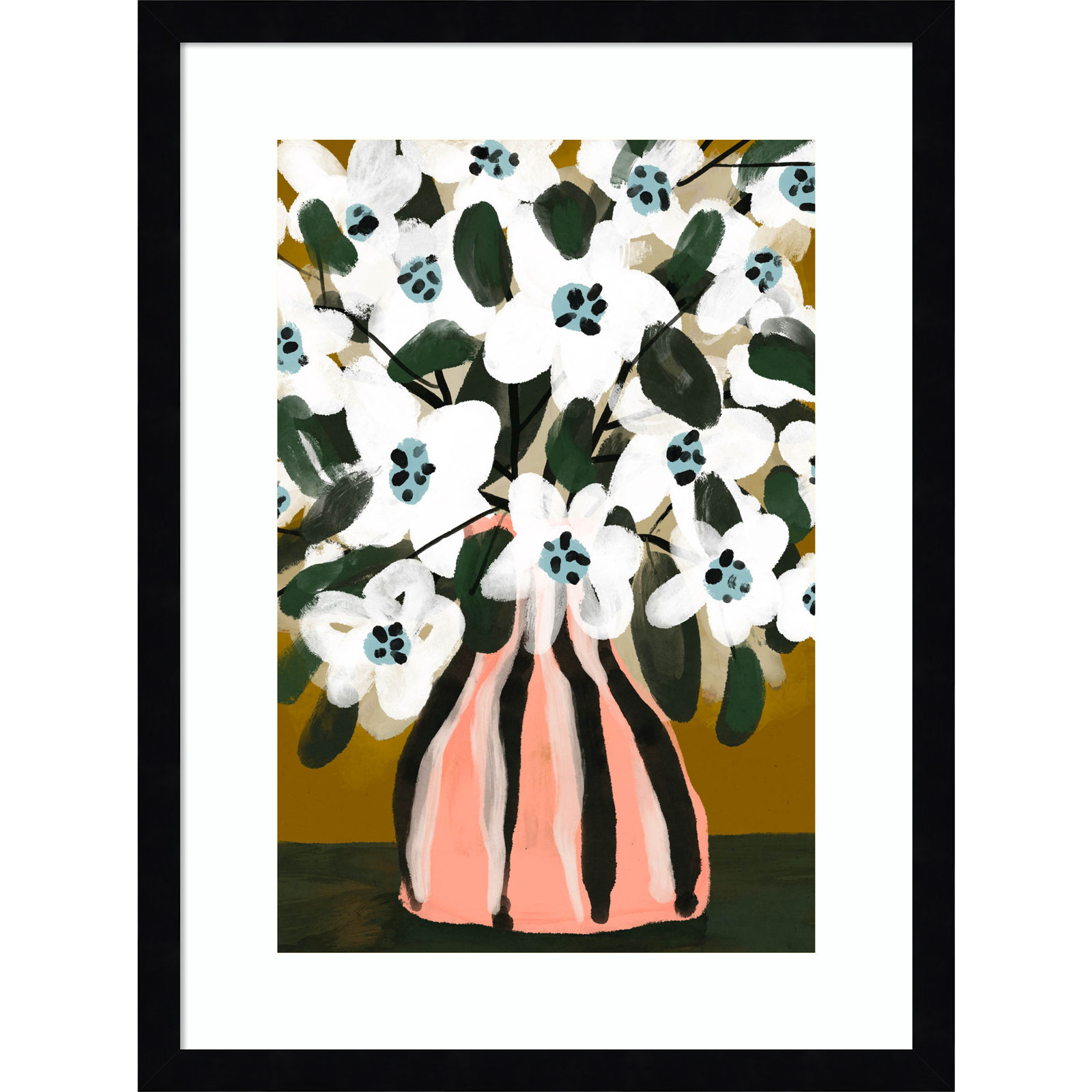 Galya "Pastel Flower Impression No. 9" Print, 21" H x 16" W, Black