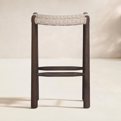 Savio Outdoor Stool-Dark Textured Woven-Counter