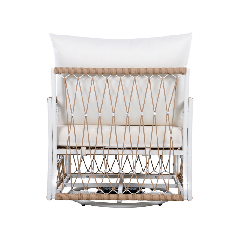 [Ensemble de 2] Chaise longue bohémienne pivotante à 360 ° avec corde tissée à la main et structure en acier thermolaqué (y compris la chaise)