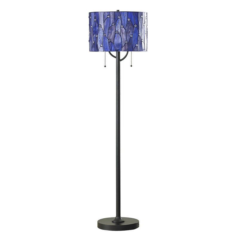Lampe sur pied 61 po Kenyatta Tiffany, Bleu / Mauve