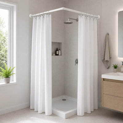 Tringle de rideau de douche mural en coin 35,4 - 35,4 po