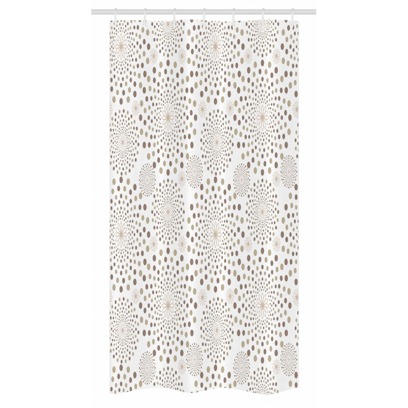 Taupe and White Geometric Fabric Shower Curtain with Hooks