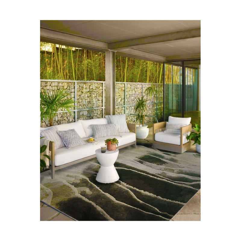 Tapis décoratif moderne noir à motif géométrique et traditionnel, Sous-tapis carré 3 pi 3 po inclus