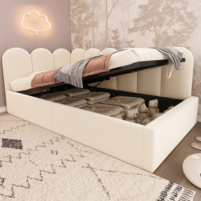 Bed, Solid Wood, Beige