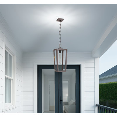 Luminaire suspendu d'extérieur en bronze à 1 lumière Madison 8 "avec verre transparent Madison