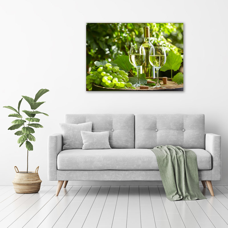 White Wine And Fruits - No Frame Print on Glass