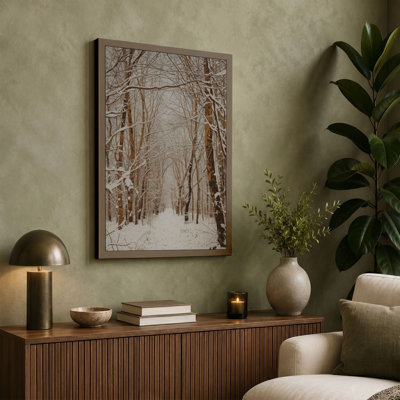 Frosted Forest Path Scandinavian - Wrapped Canvas