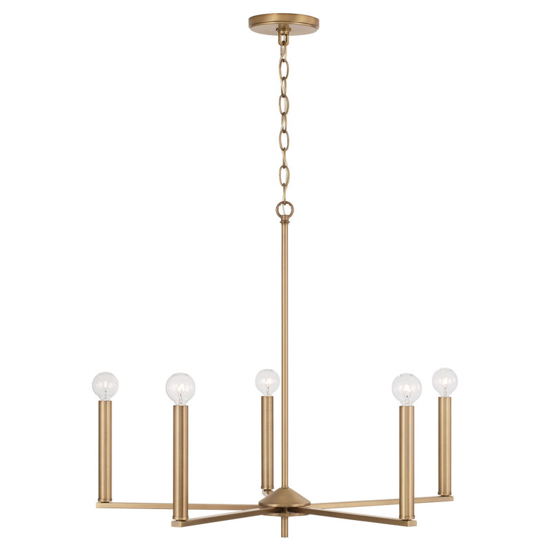 Ivanya 5 - Light Dimmable Modern Linear Chandelier, Aged Brass