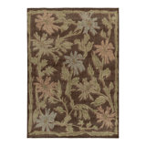Rug & Kilim’S Distressed Rug In Brown And Green Floral Patterns