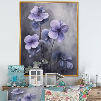 Mauve gris, violettes, rêve I - art mural floral