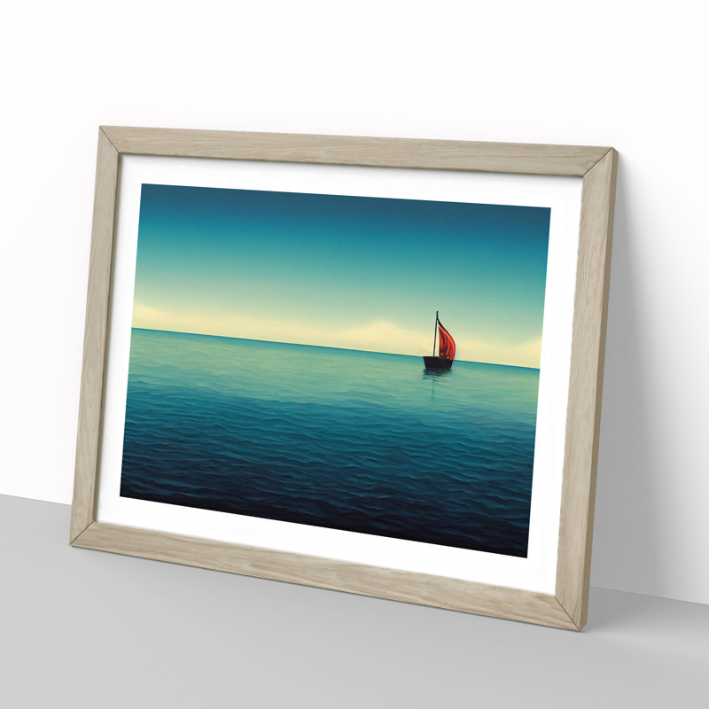 Solo Sailing Boat Vol.1 - Framed Print, 34cm H x 46cm W x 2cm D, Oak