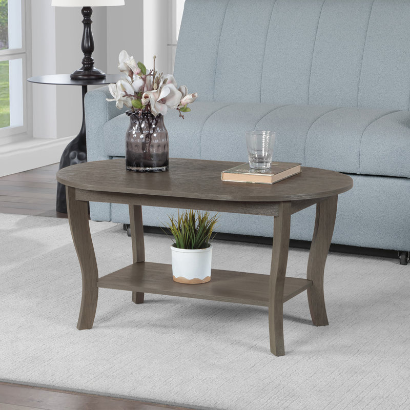 Table basse ovale 36 "avec tablette Carbin, Gris foncé brossé