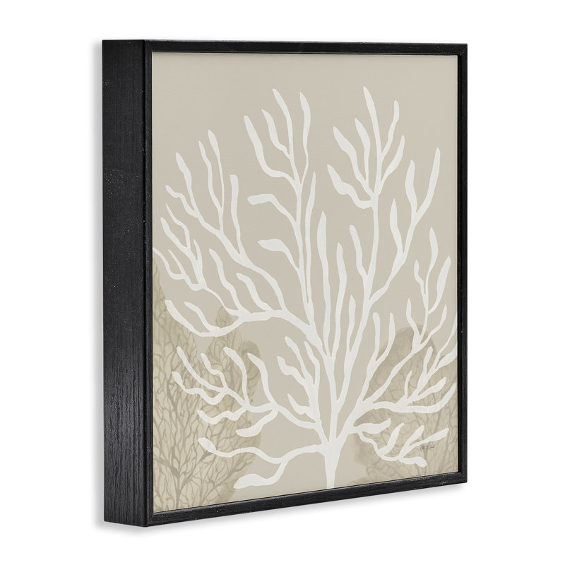 Larges branches de corail sur fond beige, estampe numérique, conception par Yvette St. Amant, H 12 po x l 12 po