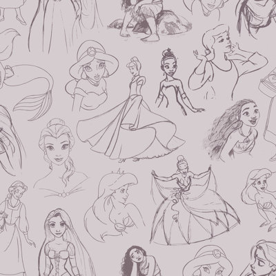 Papier peint prune Disney Sketches