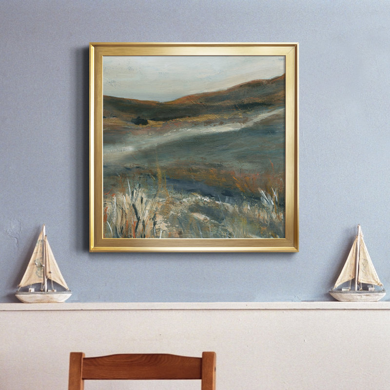 «Copper Dusk II», peinture sur toile encadrée, H 26,5 po x l 26,5 po x P 1,5 po, Toile encadrée dorée