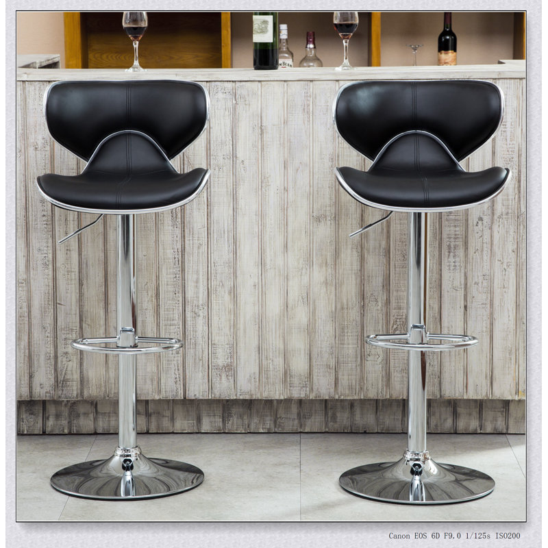 Ensemble de 2 tabourets pivotants réglables Masaccio avec base chromée Airlift, Noir