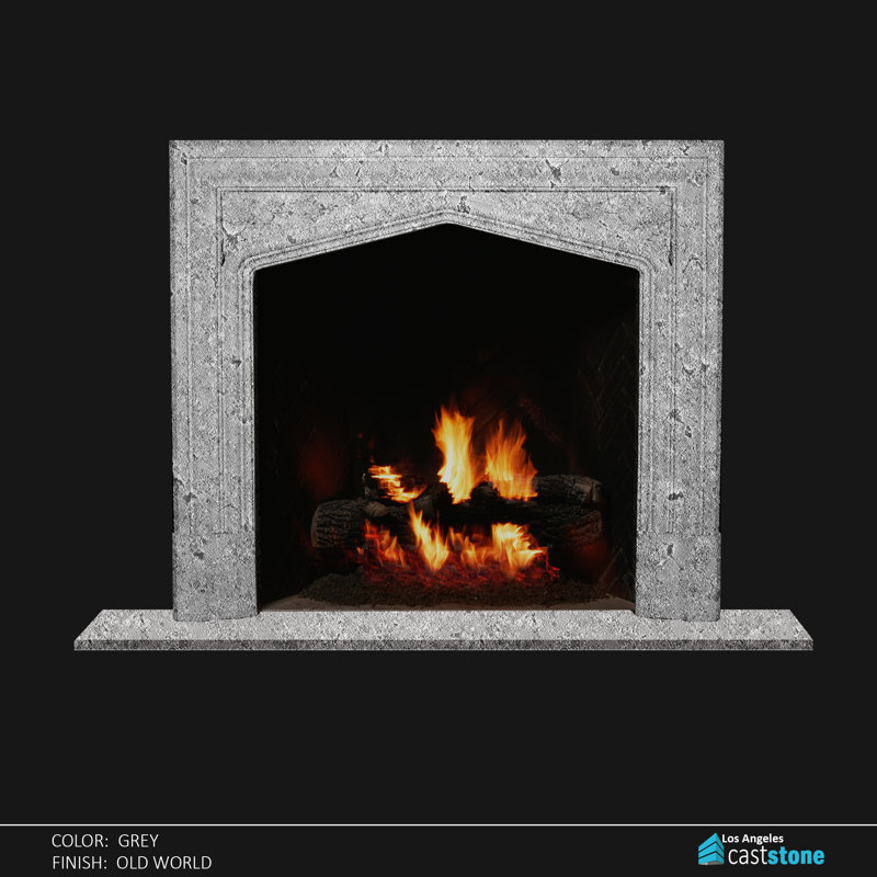 Iden Hand Carved Composite Fireplace Surround, Gray Old World