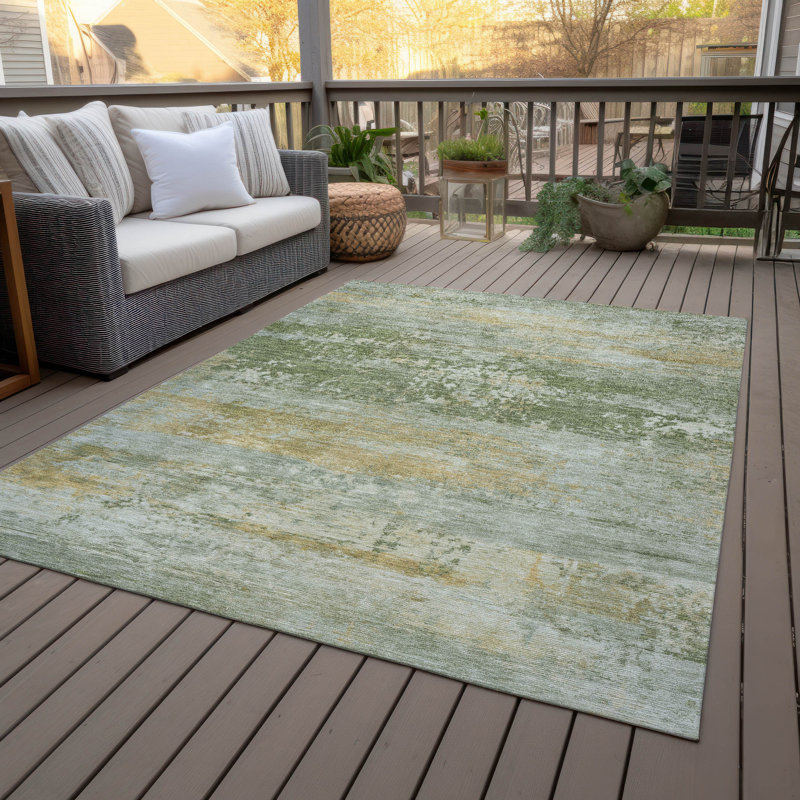 Tapis abstrait lavable à la machine intérieur / extérieur Jacinto ACN2146, Rectangle 2 pi 6 po x 3 pi 10 po