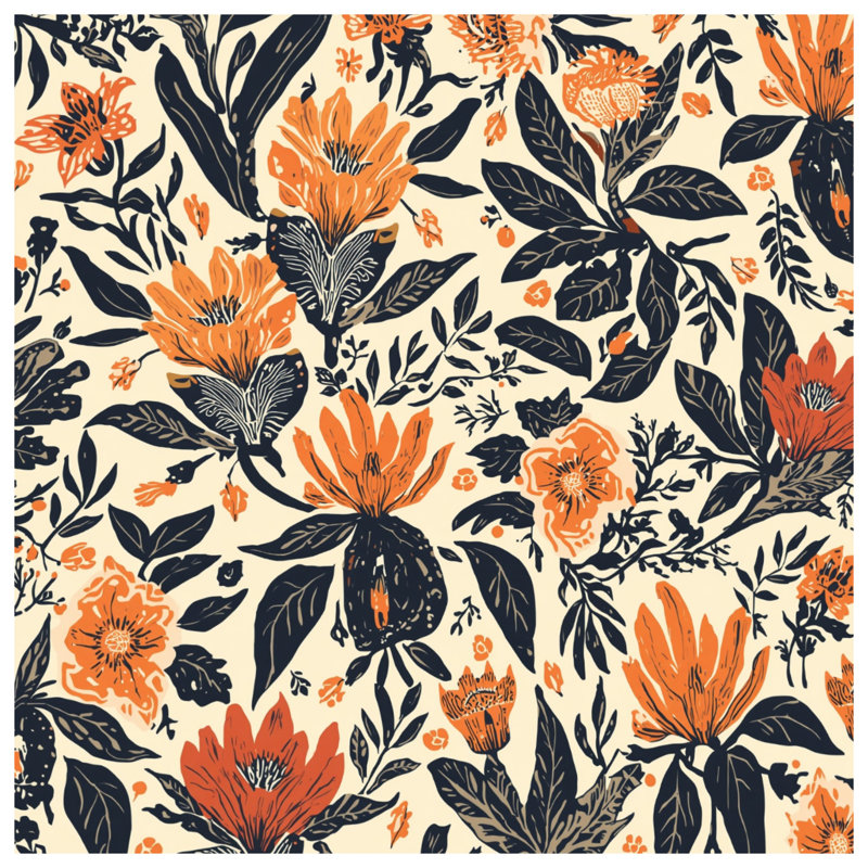 Bold Floral Pattern Bath Mat, 34in W x 21in L