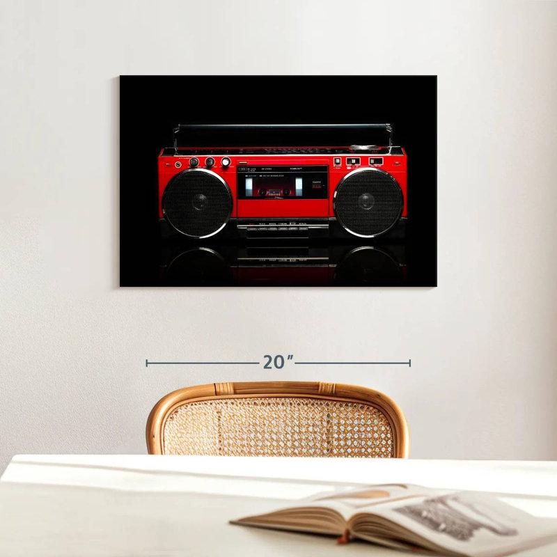 Abarca Retro Red Boom Box, 16" H x 24" W