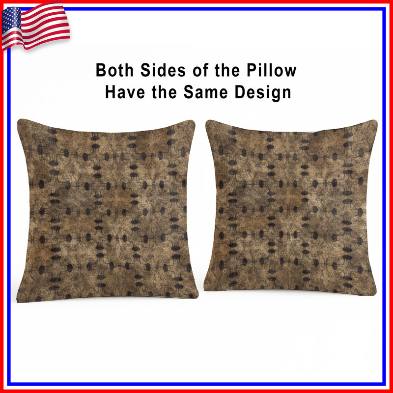 Brown Vintage Pattern Double Sided Throw Pillows, 20 x 20 inches