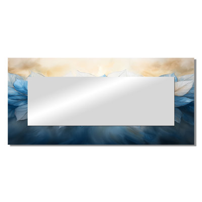 Velvet Blue Poinsettias Yuletide Blossom II - Floral Mirror Wall Decor - Printed On Metal
