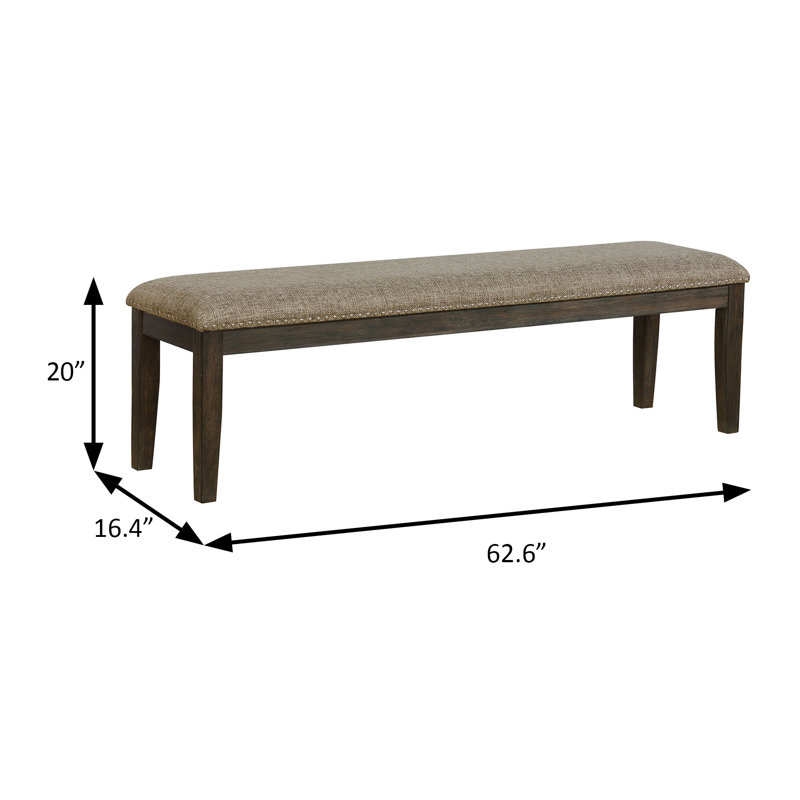62.6" W Transitional Bench, Espresso/Warm Gray