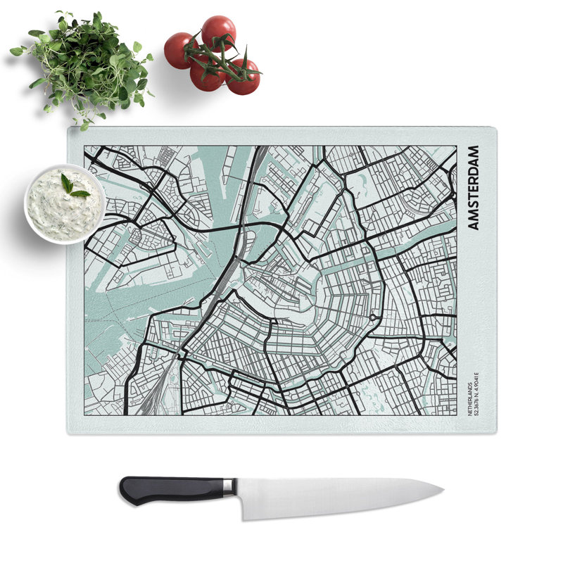 Map Amsterdam Netherlands Chopping Board, 28.5cm W x 39cm L