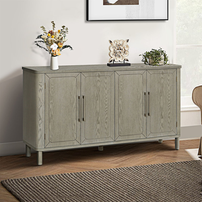 60'' Rounded Design Elements Throughout The Sideboard Including Tabletop