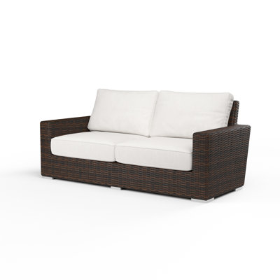 75'' High-Density Polyethylene (HDPE) Wicker Outdoor Loveseat with Sunbrella® Cushions