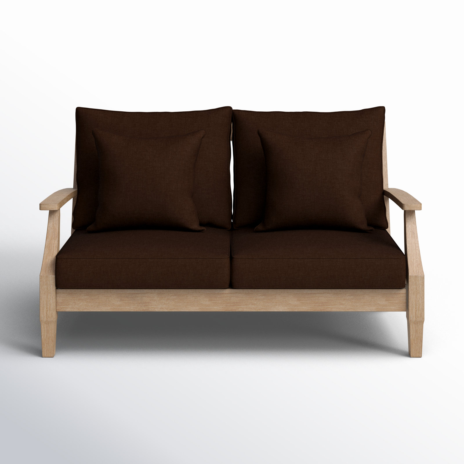 Samya Outdoor Loveseat with Cushions, Natural/Dark Brown