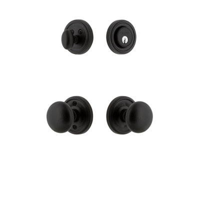 Ageless Iron Loch Rosette Entry Set with Single Cylinder Deadbolt and Keep Knob