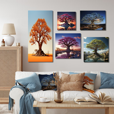 Baobab africain - ensemble de 5 décorations murales arbre baobab