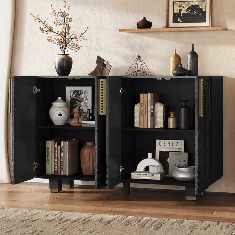 Buffet Hardeman avec rangement 54 po Retro, Noir