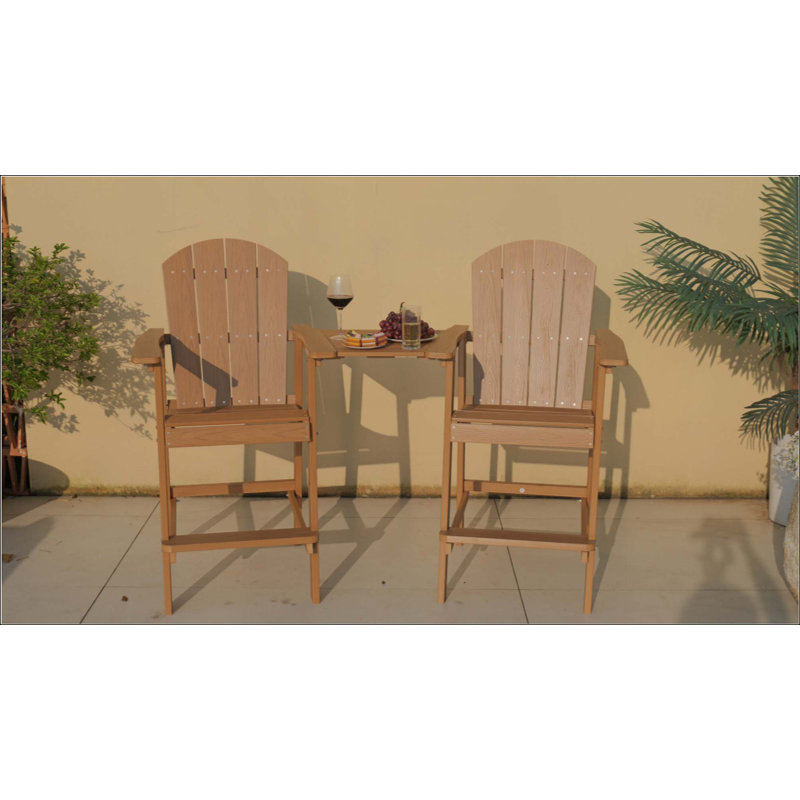 All-Season Outdoor Lounge Chair In Teak, Durable HIPS Material With 304 Stainless Steel Accessories, Natural