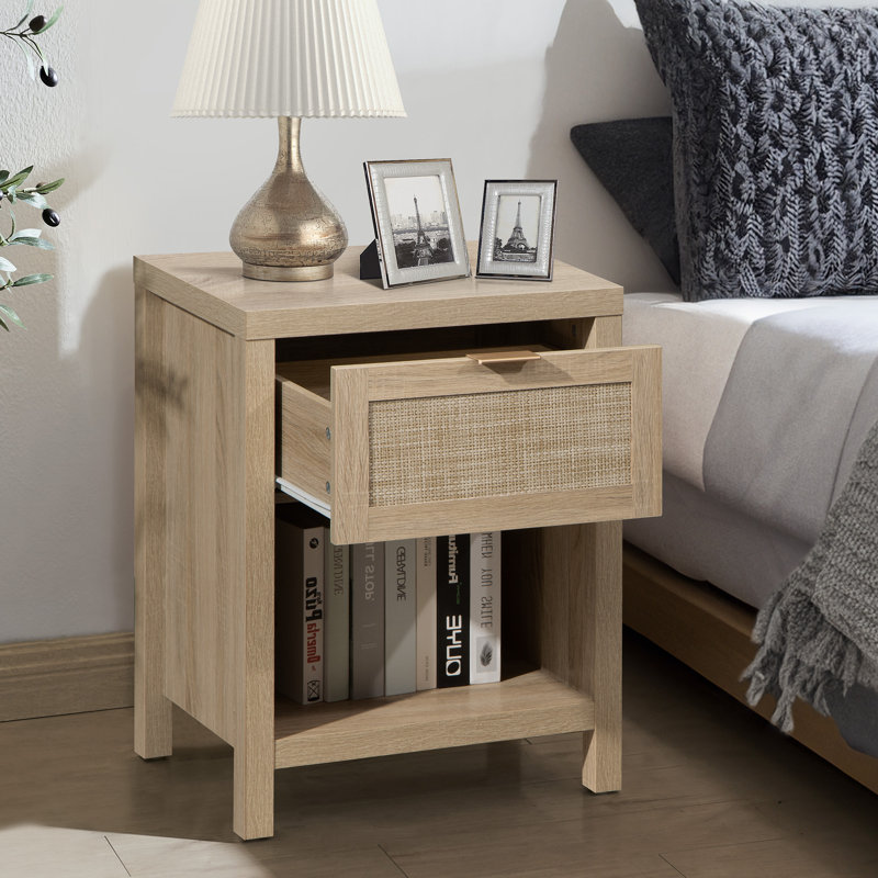 Alayha 19.7'' W Nightstand, Light Natural Oak