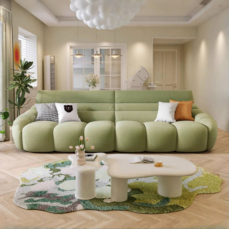 Modern Simple Cream Style Sofa, 36.61" H x 119.69" W x 38.58" D, Green