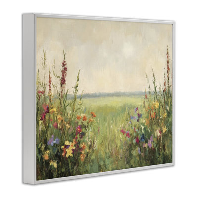 Warm Painted Meadow Framed Giclee, design by Petal Prints Design