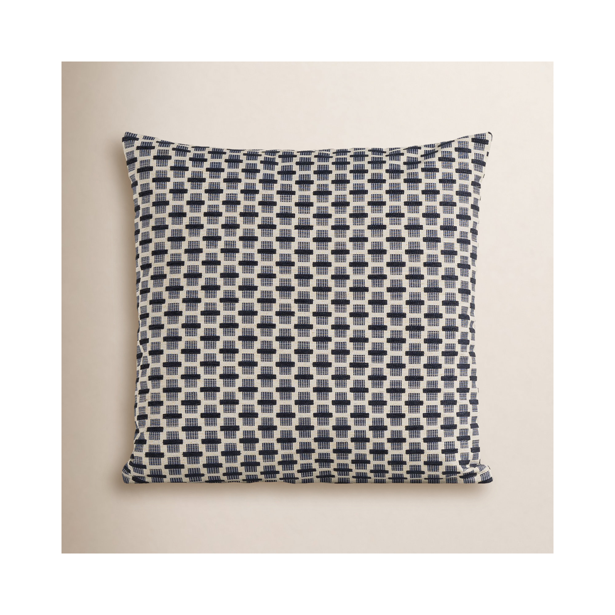 Hansah Pillow, Feather, Square 20", Indigo Geometric 2