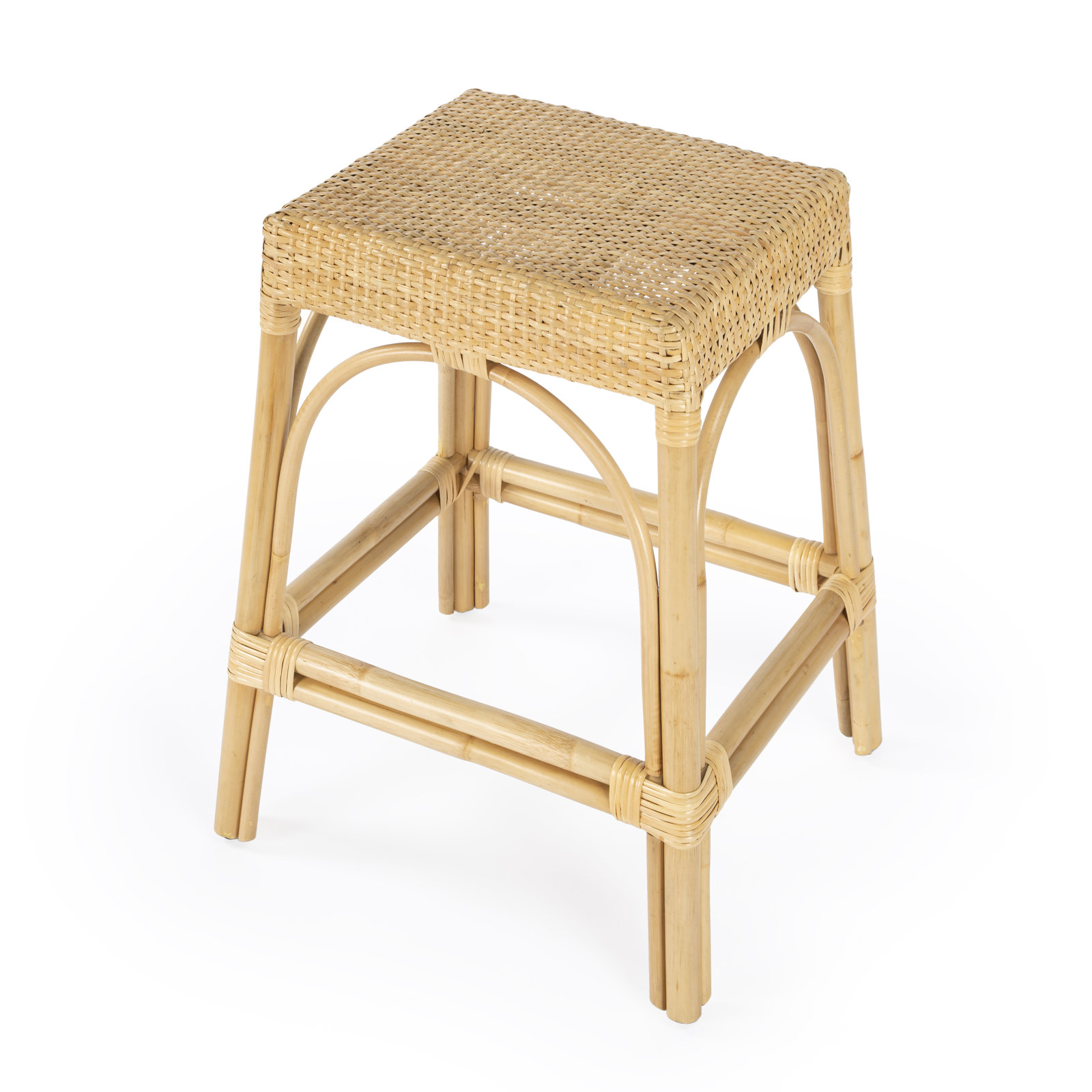 Lennart Bar Stool, Counter Stool (24.5" Seat Height), Natural/ Natural Rattan Frame