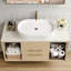 Meuble-lavabo mural moderne de 39,3 po avec lavabo ovale en céramique, surface et système de tiroir à fermeture en douceur