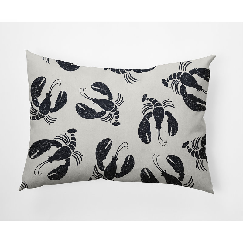 Coussin décoratif Ludwig Lobster Fest Coastal, 14 po x 20 po, Requin bleu