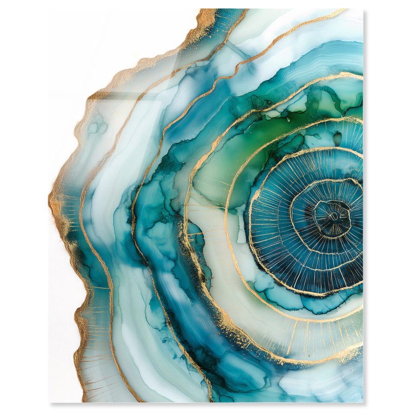 Impression sur acrylique «Great Blue Green I» par Art Remedy, H 20 po x l 16 po