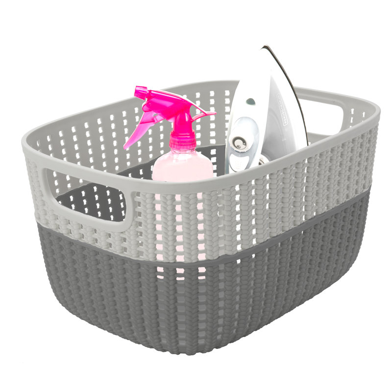Simplify Polypropylene Decorative Basket, 1, 6.7" H x 11.8" x W 11" D, Cream