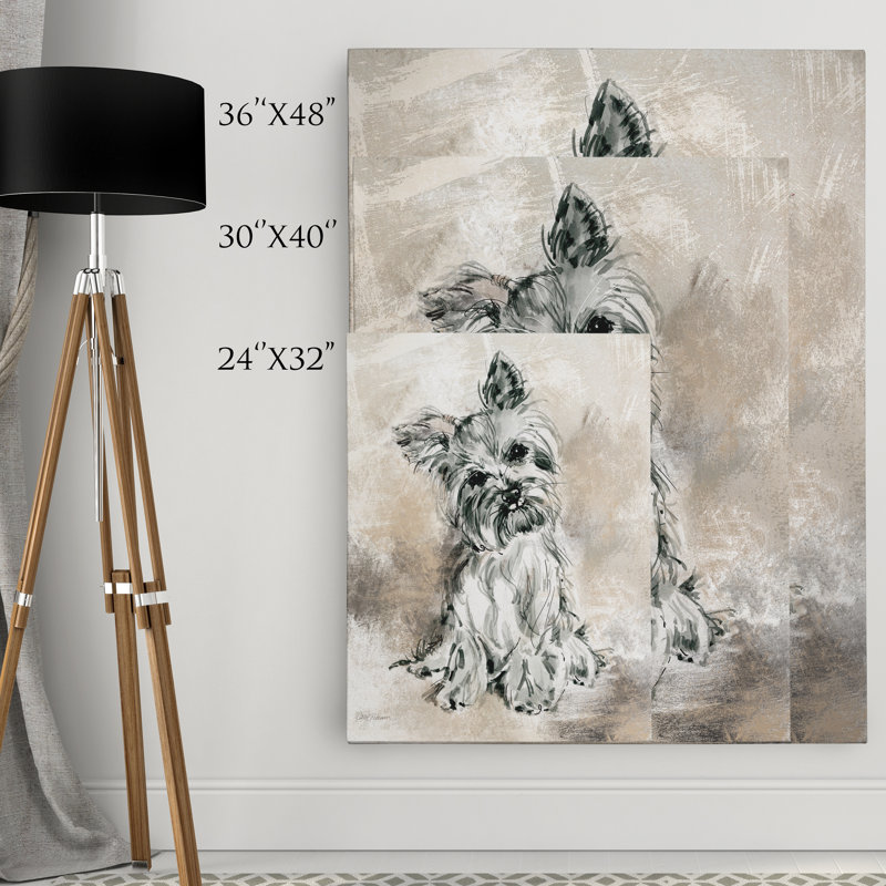 « sketchy study yorkie » par carol robinson, reproduction d’art sur toile tendue, H 30 po x l 40 po x P 1,5 po