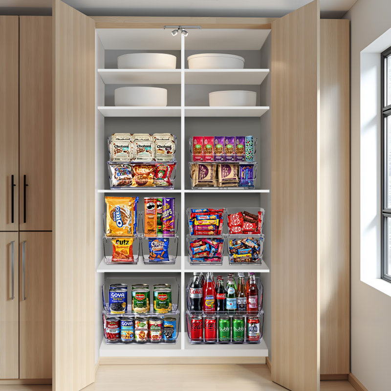 Sorbus 6 Pack Medium Clear Open Front Stackable Kitchen and Fridge Storage Bins, Medium 6 Pack