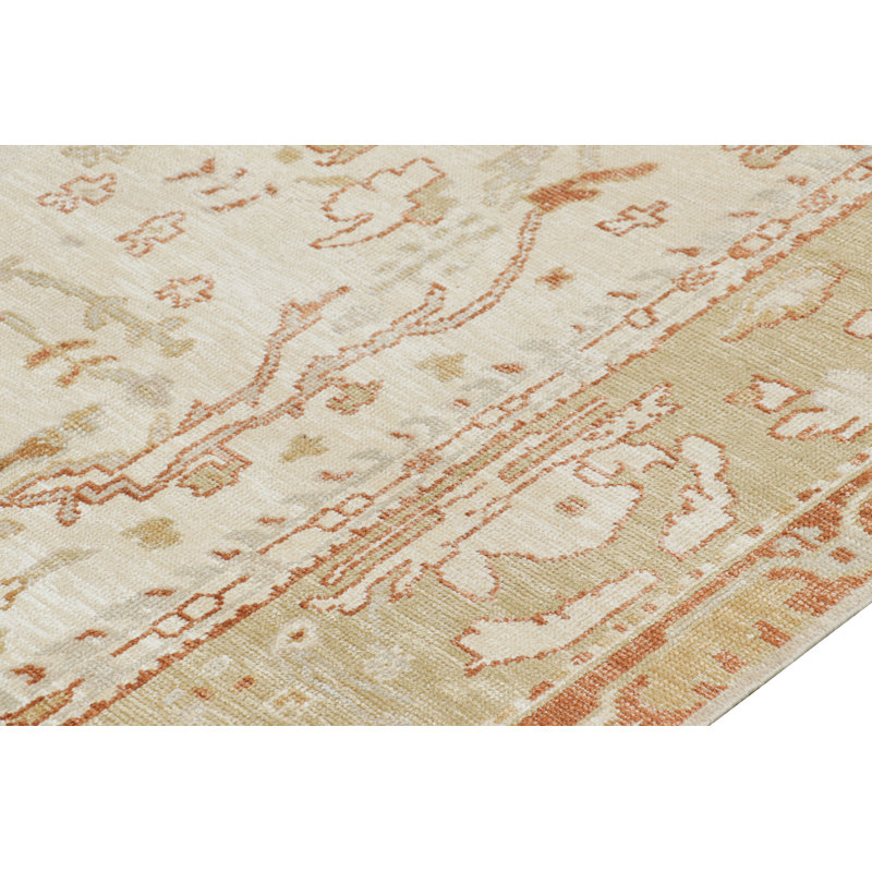 Rug & Kilim’S Oushak Style Rug In White With Gold Floral Patterns, Rectangle 8'11" x 9'3"