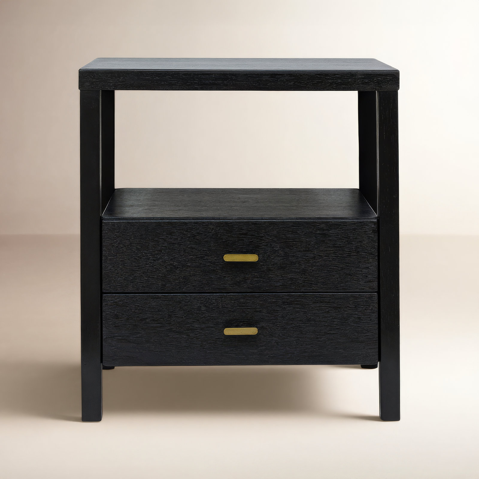 Francisca 2 - Drawer Solid Wood Nightstand, Black