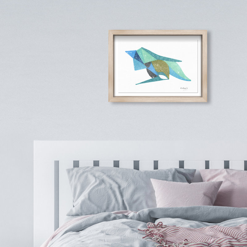 Manuel Roman - Azules Y Aquas Print by Oliver Gal, 25.5"H x 37.5"W, Natural Oak Shadowbox