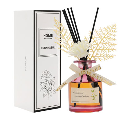 Reed Diffuser Essential Oil Set - Rose Fragrance Air Freshener (4.4 Fl Oz) for Home, Bathroom, Bedroom, Office Decor
